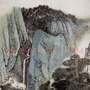 1977年 何海霞《幽谷泉声》国画山水兼工带写作品图片赏析