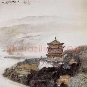 70年代 何海霞《昆明湖上》国画界画工笔作品图片赏析