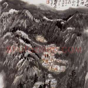 1980年 何海霞《万家灯火明》国画山水写意作品图片赏析