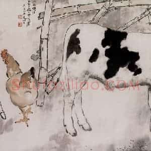 2000年 杨善深《农舍》国画综合作品图片赏析