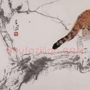 杨善深《豹猫》国画综合作品图片赏析