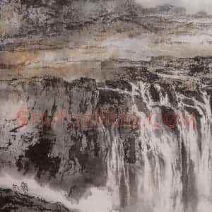 1996年 杨善深《非洲维多利亚瀑布》国画山水作品图片赏析