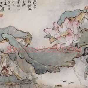 1997年 杨善深《荷花》国画花鸟作品图片赏析