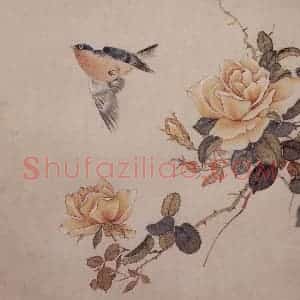 1961年 马晋《月季小鸟》国画花鸟作品图片赏析