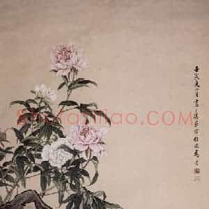 1962年 马晋《白犬》国画花鸟作品图片赏析