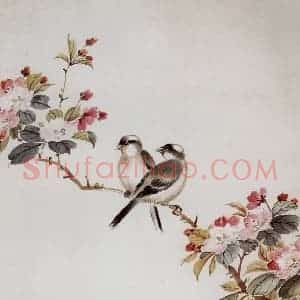 1965年 马晋《白头双栖》国画花鸟作品图片赏析