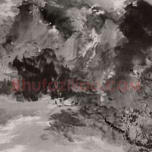 近现代 宋雨桂《水墨》国画山水作品图片赏析