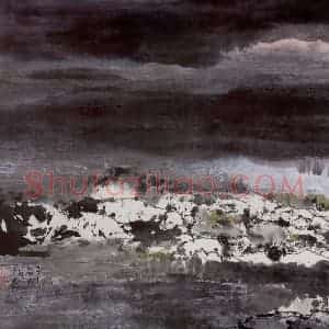 近现代 宋雨桂《骤雨初歇》国画山水作品图片赏析
