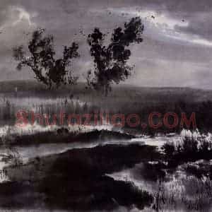 近现代 宋雨桂《塞原》国画山水作品图片赏析