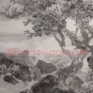 近现代 宋雨桂《梨花溪》国画山水作品图片赏析