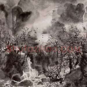 近现代 宋雨桂《云水图》国画山水作品图片赏析