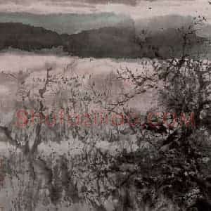 近现代 宋雨桂《寒林图》国画山水作品图片赏析