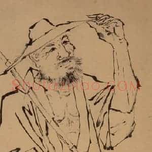 1947-1949年 方人定《马蝗描》国画人物作品图片赏析