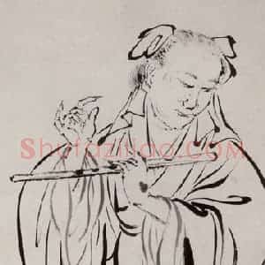 1947-1949年 方人定《柳叶描》国画人物作品图片赏析