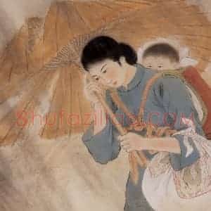 1932年 方人定《风雨途中》国画人物作品图片赏析