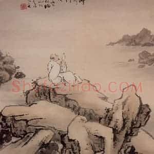 1936年 方人定《海角诗人》国画人物作品图片赏析