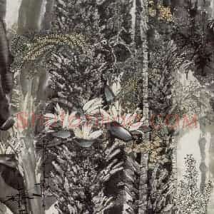 1989年 王晋元《雨林风采》国画花鸟写意作品图片赏析