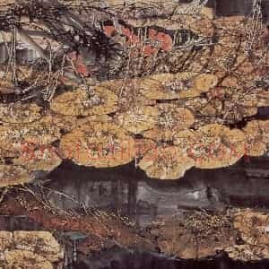 1992年 王晋元《金色池塘》国画花鸟写意作品图片赏析