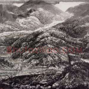 王晋元《桃花染僻乡》国画山水写意作品图片赏析