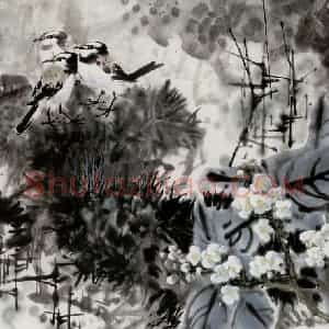 1982年 王晋元《山乡》国画花鸟写意作品图片赏析