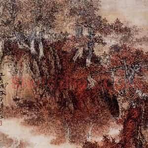 1964年 刘宝纯《红透山谷》国画山水作品图片赏析