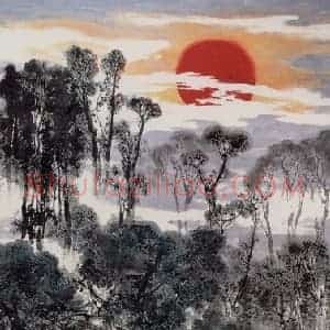 2000年 刘宝纯《尼山旭日》国画山水作品图片赏析