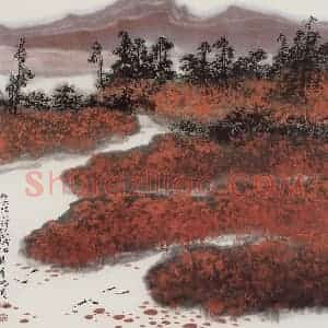 1996年 刘宝纯《台北淡水河口》国画山水作品图片赏析
