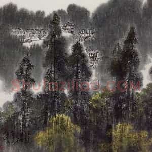 1987年 刘宝纯《东大寺远眺》国画山水作品图片赏析