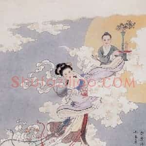 1976年 任率英《蝶恋花》国画人物作品图片赏析
