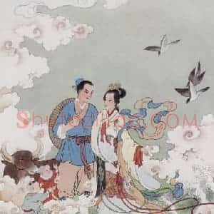 1979年 任率英《牛郎织女》国画人物作品图片赏析