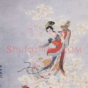1981年 任率英《天女散花》国画人物作品图片赏析