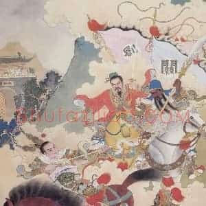 1981年 任率英《虎牢关》国画人物作品图片赏析