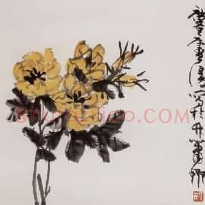 1966年 许麟庐《四鲜图》国画花鸟写意作品图片赏析