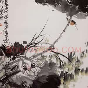1976年 许麟庐《小憩》国画花鸟写意作品图片赏析