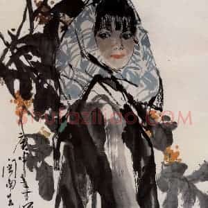 1980年 杜滋龄《闽南姑娘》国画人物作品图片赏析