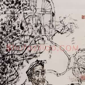 2000年 杜滋龄《陕北老汉》国画人物作品图片赏析