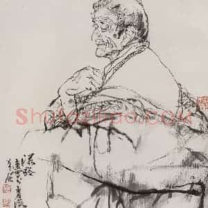 1983年 杜滋龄《青藏高原老人》国画人物作品图片赏析