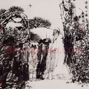 2001年 杜滋龄《陶渊明小像》国画人物作品图片赏析