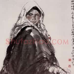 1983年 杜滋龄《回眸》国画人物作品图片赏析
