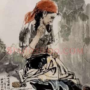 1988年 杜滋龄《喀什噶尔姑娘》国画人物作品图片赏析