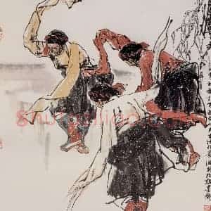 1987年 杜滋龄《高原欢乐之舞》国画人物作品图片赏析
