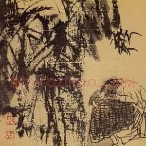 1994年 杜滋龄《蕉林中》国画人物作品图片赏析