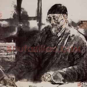 1995年 杜滋龄《黄宾虹先生像》国画人物作品图片赏析
