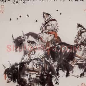 1995年 杜滋龄《踏歌行》国画综合作品图片赏析
