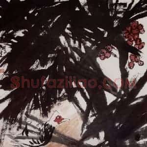 2004年 隋易夫《棕榈水禽》国画花鸟作品图片赏析