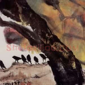 2002年 隋易夫《霜叶秋声》国画花鸟作品图片赏析