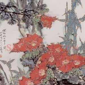 1997年 郭怡孮《烂红如火雪中开》国画花鸟作品图片赏析