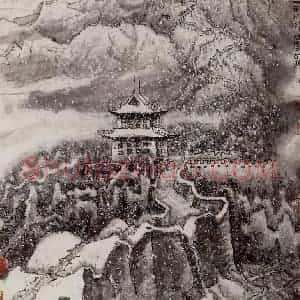 1981年 李宝林《关山小雪》国画山水作品图片赏析