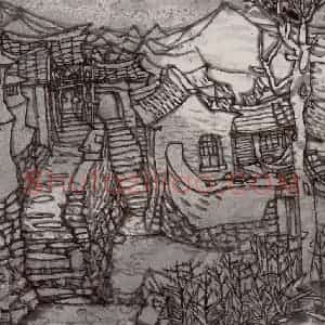 1986年 李宝林《燕山村居》国画山水作品图片赏析