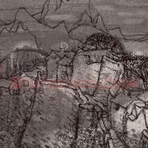 1986年 李宝林《燕山村居》国画山水作品图片赏析